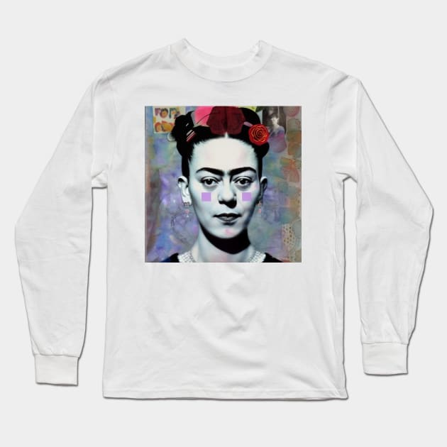 Frida Kahlo Portrait Long Sleeve T-Shirt by Disputatious